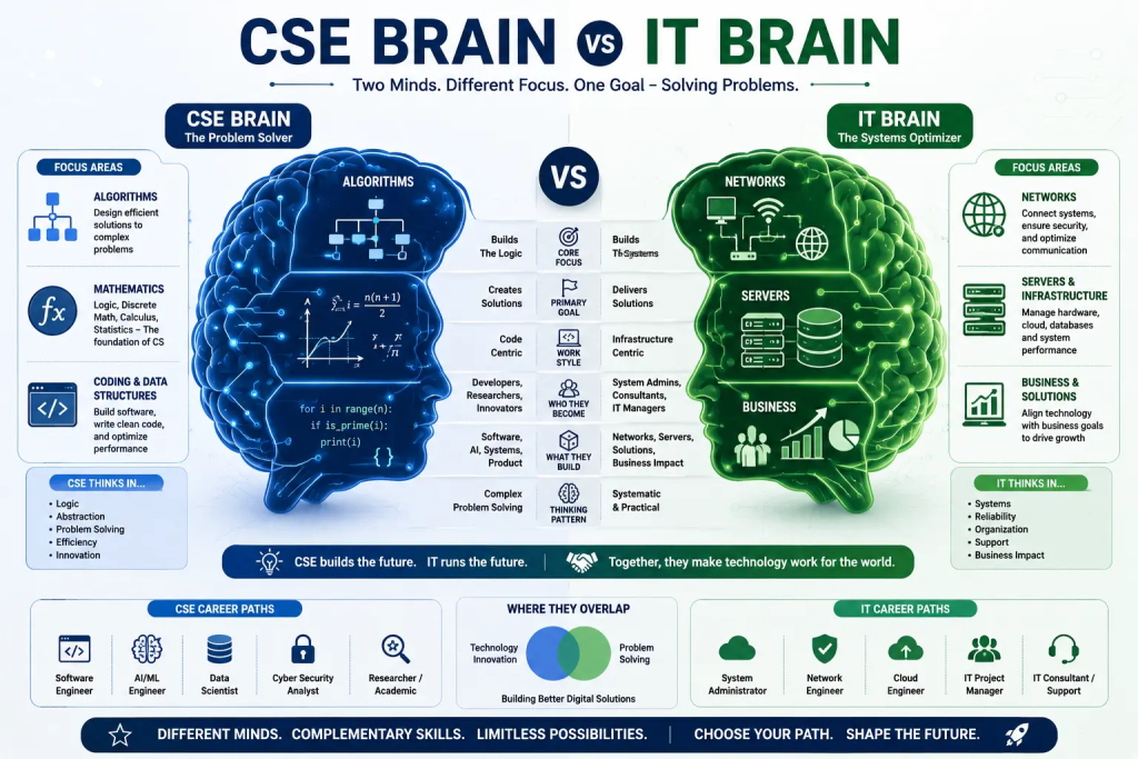 differences between BTech CSE and IT mindsets